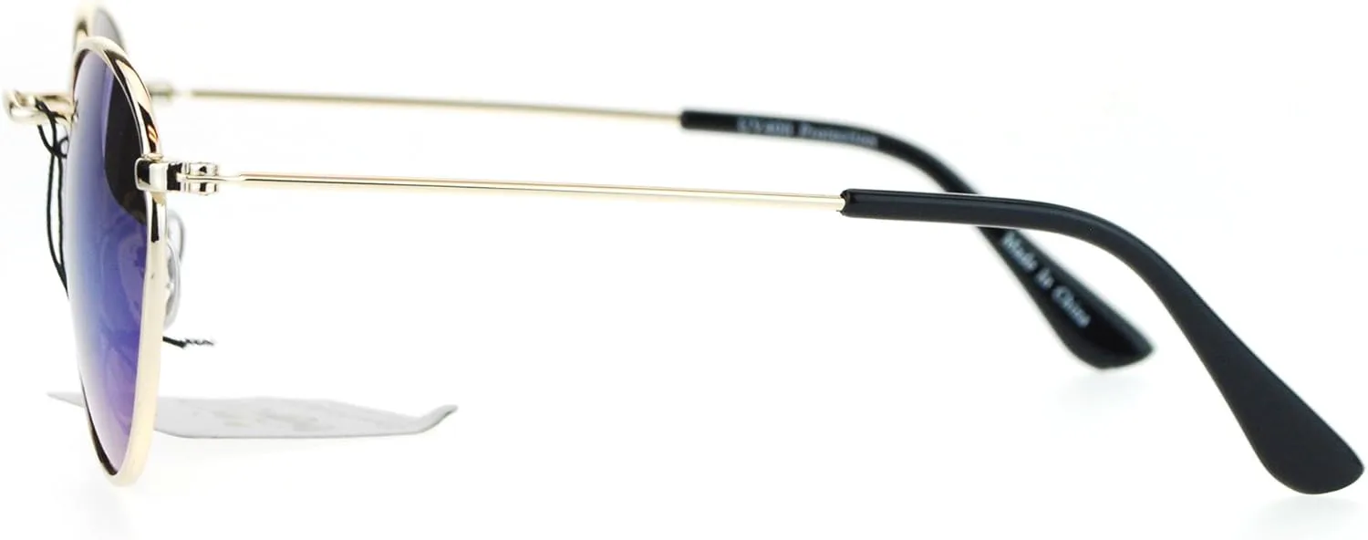 

Солнцезащитные очки в винтажном стиле с круглой и овальной металлической оправой, зеркальными линзами и защитой от УФ-излучения UV 400 PASTL, Gold (Teal Mirror)