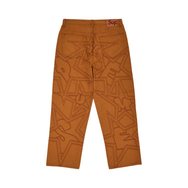 Джинсы Supreme Stars Topstitch Baggy Jean 'Brown' — фото 2