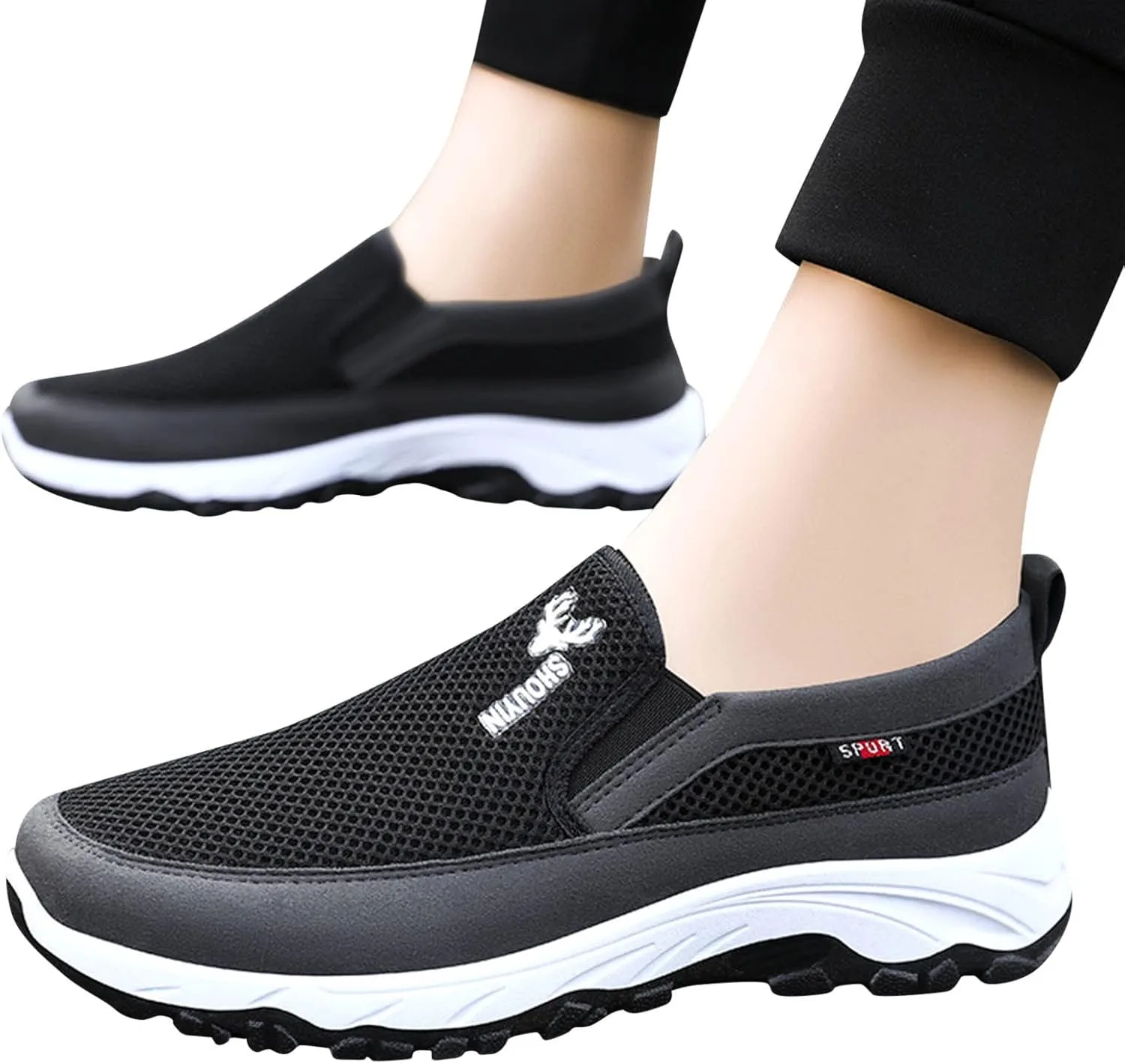 Мужские элегантные, дышащие, легкие летние спортивные кроссовки On Shoes, спортивная обувь для отдыха, кроссовки для широкой стопы, беговые кроссовки, спортивная обувь Generisch, черный