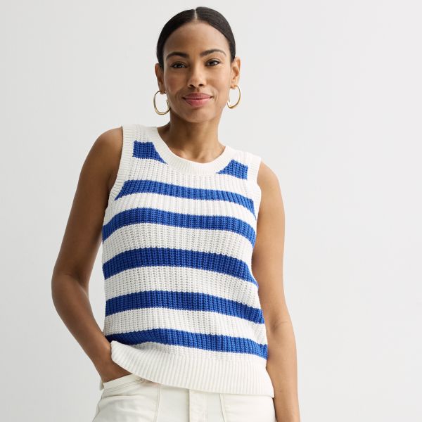 

Миниатюрный воздушный свитер-майка Sonoma Goods For Life, цвет cobalt beige stripe