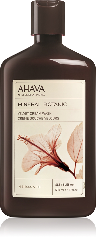 

Минеральный ботанический бархатистый крем для душа с гибискусом и инжиром Ahava, kinrožės ir figos 500 мл