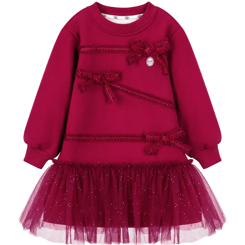 

Детское платье с круглым вырезом, утепленные, короткое Disney, красный