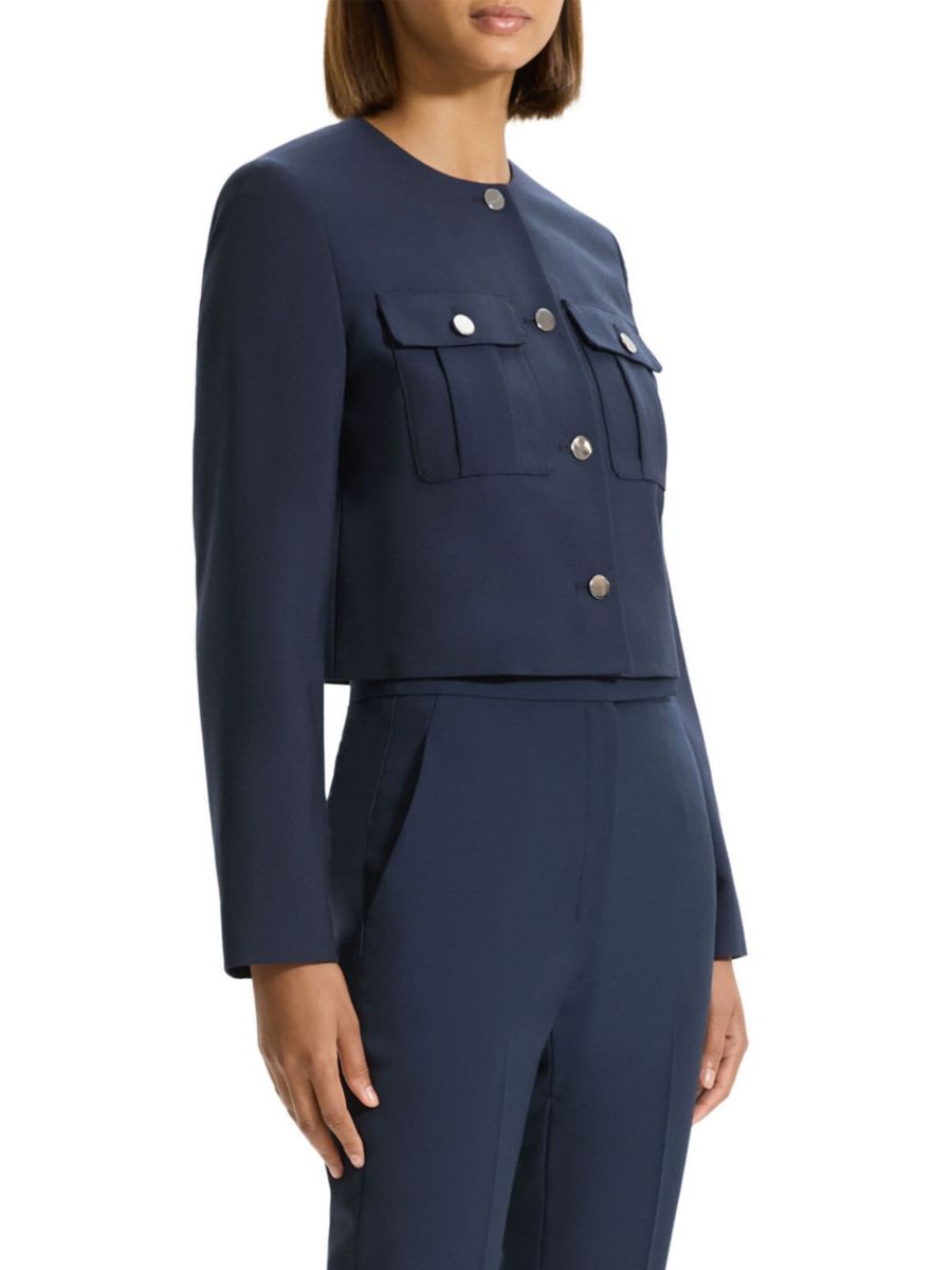 

Куртка без воротника из смесовой шерсти Theory, цвет Nocturne Navy, Синий, Куртка без воротника из смесовой шерсти Theory, цвет Nocturne Navy