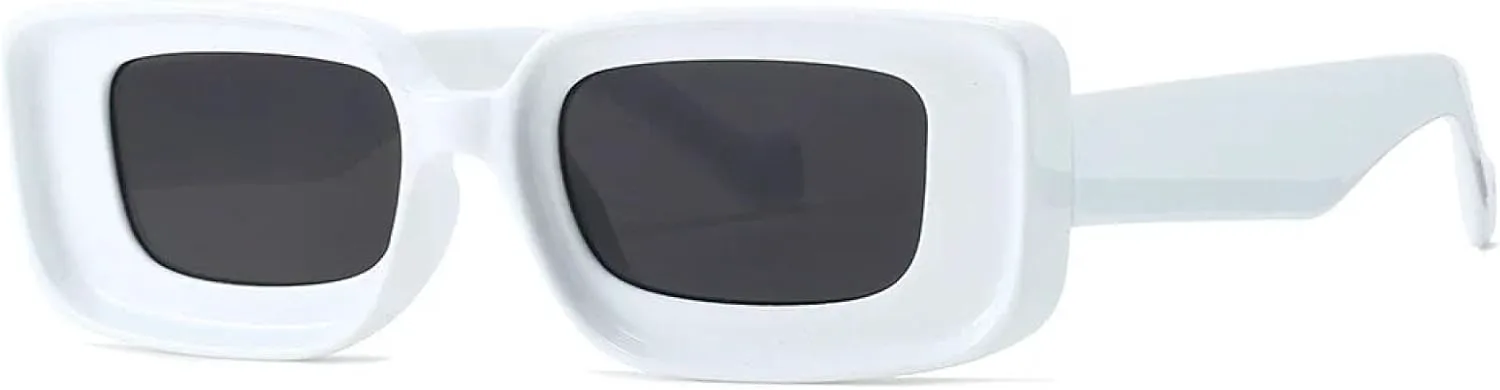 

Роскошные прямоугольные солнцезащитные очки для женщин и мужчин в винтажном стиле, популярные панк-очки с защитой от УФ-излучения UV400 TKKTLLT, White Black