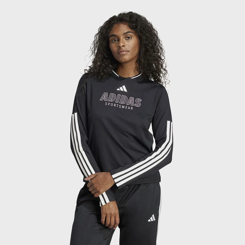 Женская сетчатая футболка с длинным рукавом Tiro Cut 3S чёрно-розовая от Adidas