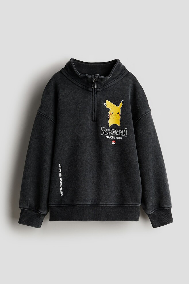 

Толстовка с короткой молнией и мотивным принтом H&M, черный