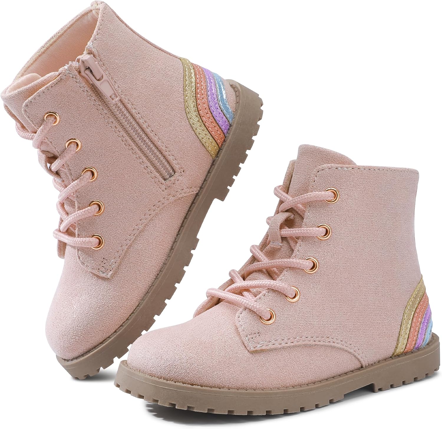 

Сапожки для девочек Shoeslocker с молнией, замшевые ботиночки для малышей, модные радужные ботинки для малышей/маленьких детей, Pink