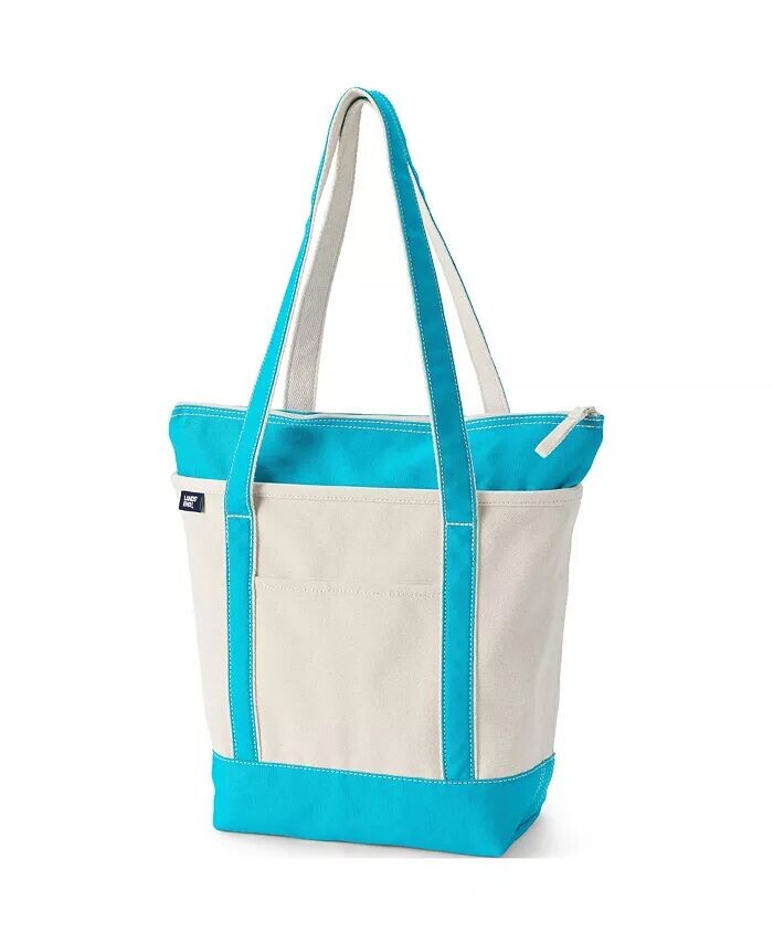 

Сумка-тоут среднего размера из парусины с карманами на молнии и длинной ручкой Lands' End, мультиколор