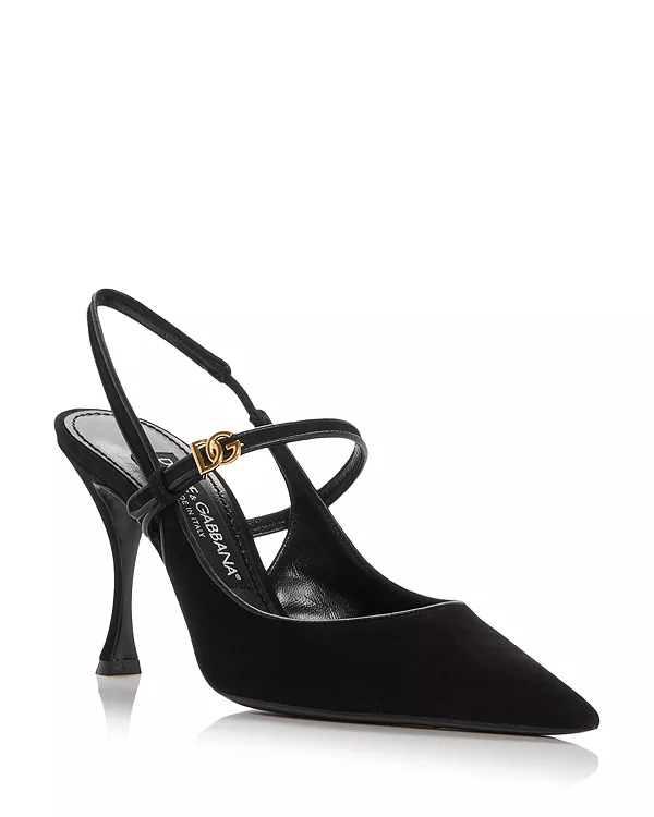 Женские замшевые и кожаные туфли-слингбэки Dolce & Gabbana, черный