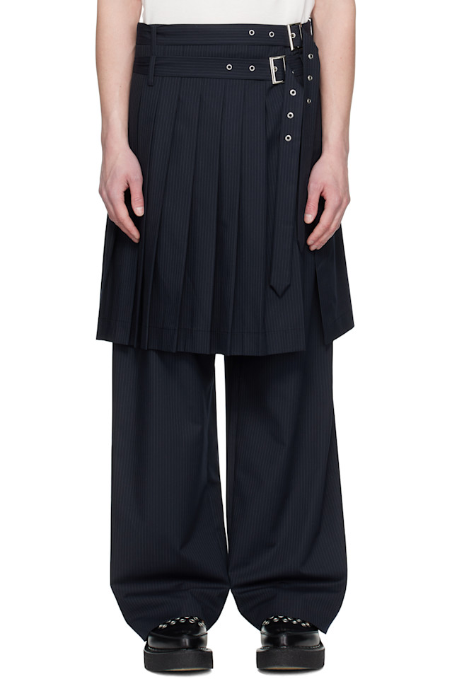 

Широкие брюки с манжетами Charles Jeffrey Loverboy, цвет navy pinstripe