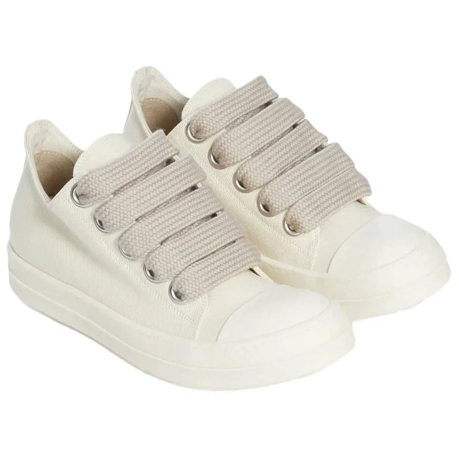 Кеды из денима Temple Jumbolace Low Top Rick Owens DRKSHDW молочный — фото 4