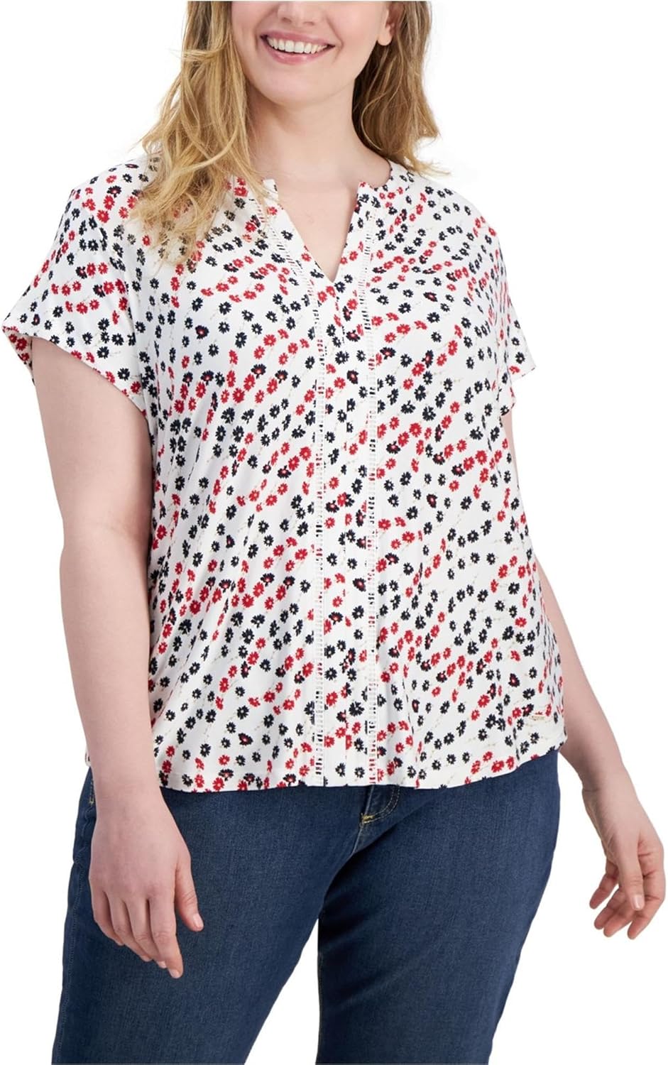 

Женская блузка в деревенском стиле с мелким цветочным принтом от Tommy Hilfiger, Scarlet Multi