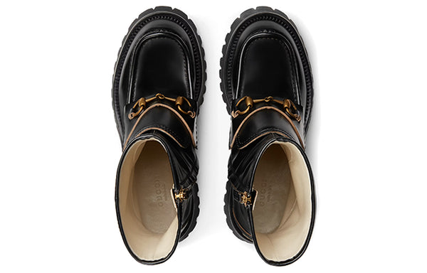 Кроссовки horsebit-embellished ankle boots 'black' Gucci, черный — фото 3