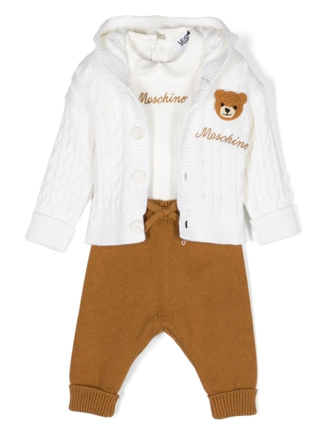 

Moschino Kids "комплект из топа, брюк и куртки с логотипом", белый
