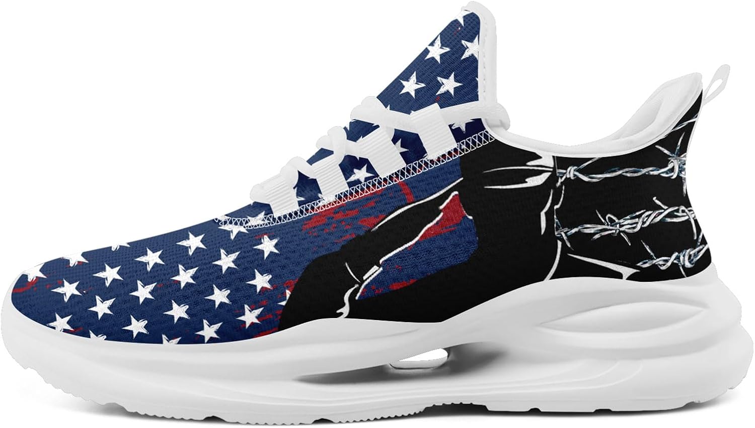 

Кроссовки для мужчин и женщин, легкие спортивные с сеткой с американским флагом для тренировок, зала и тенниса Onegam, белый/черный