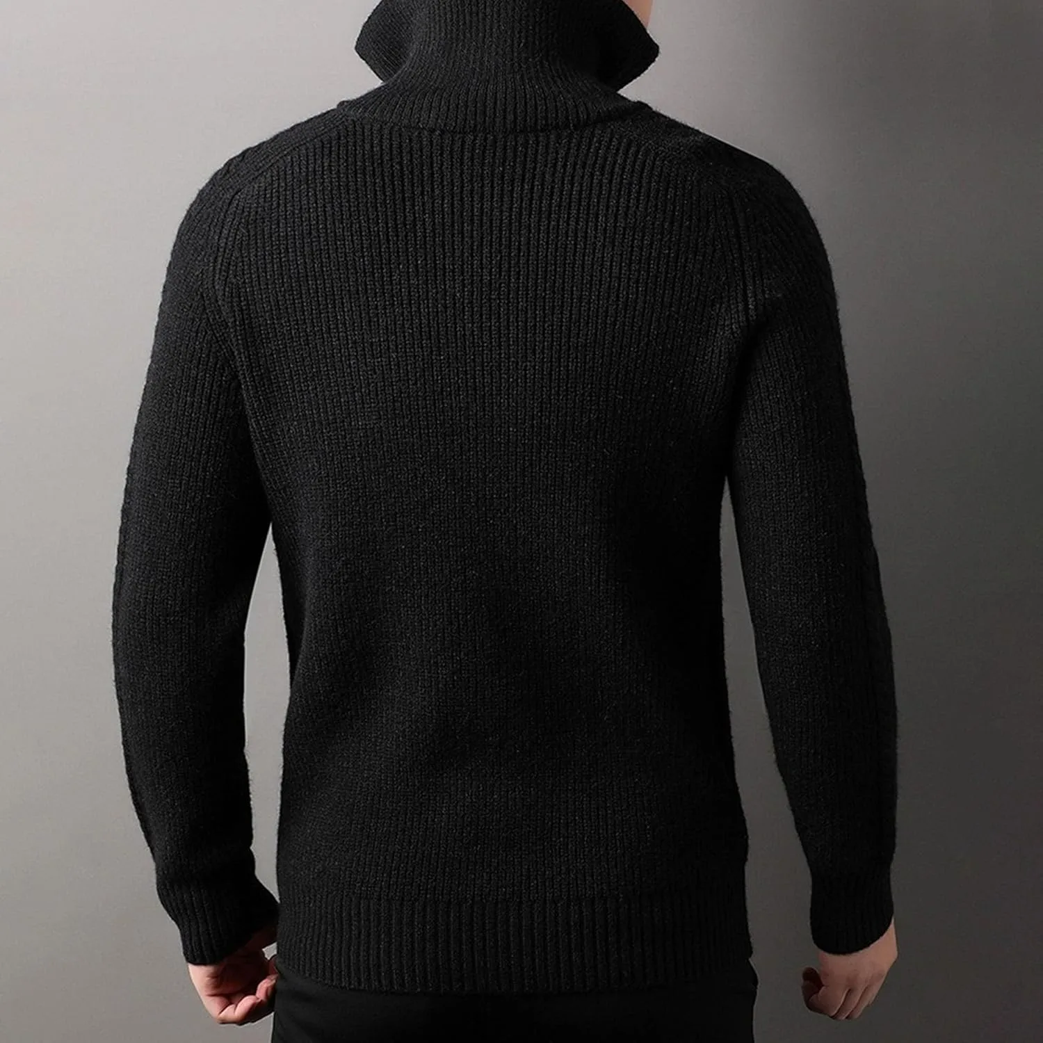 Мужской свитер с высоким воротником и молнией на четверть Slim Fit — фото 4