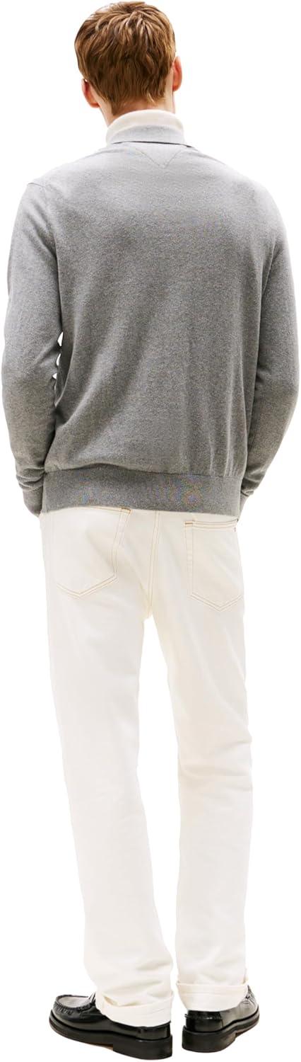 Мужской свитер-поло Tommy Hilfiger из хлопка и кашемира с длинными рукавами, Medium Grey Heather — фото 4
