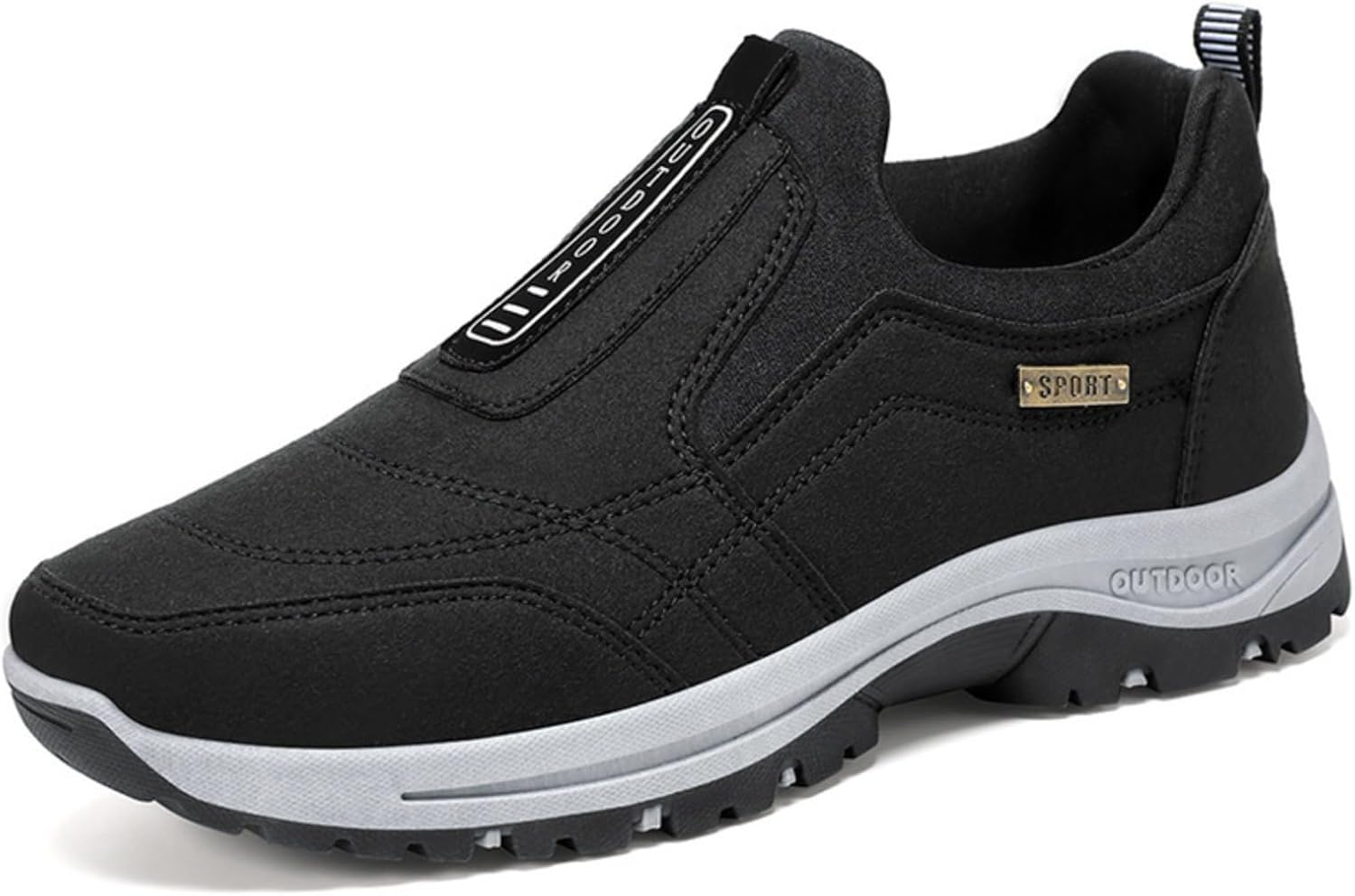 

Мужские слипоны для ходьбы для пожилых 2025, легкие походные кроссовки с нескользящей подошвой, дышащие повседневные обувь для папы, комфортные низкие туфли широкого размера Azttoztto, черный