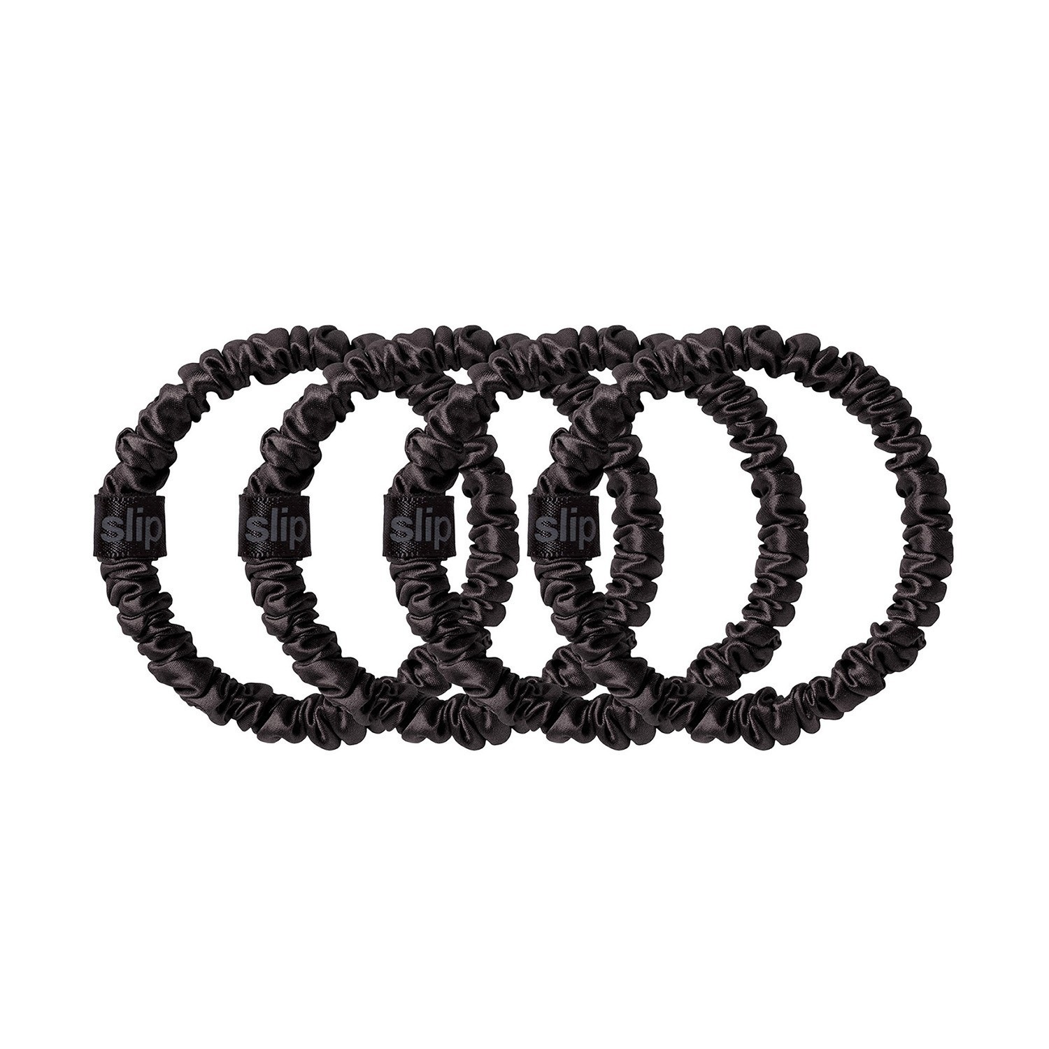 Резинка для волос schmal scrunchies back to basics, reine seide - kupfer Slip, black, количество 1 шт. — фото 2