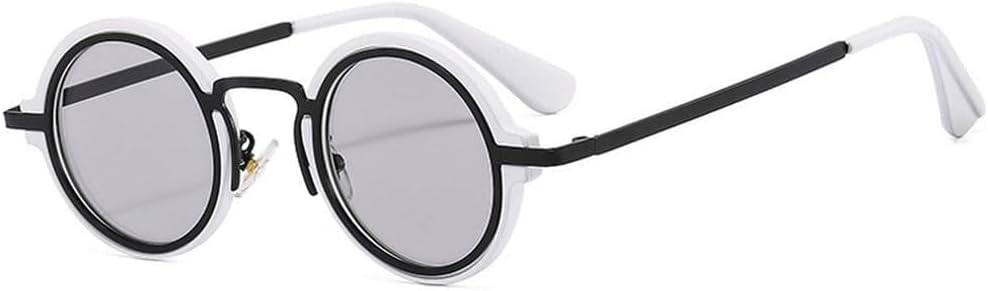 

Модные маленькие круглые мужские солнцезащитные очки в стиле панк, ретро, ​​прозрачные градиентные линзы, защита от УФ-излучения UV400, женские солнцезащитные очки в тренде LXLHWN, White Light Gray