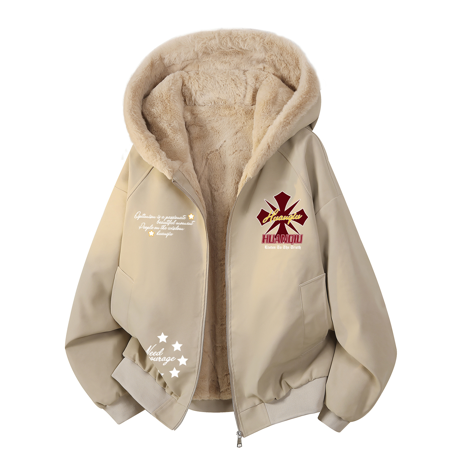 

Пуховик Unisex с капюшоном и флисовой подкладкой HUANQIU, оранжевый