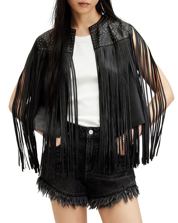 

Жилет Elias Astral из кожи с бахромой ALLSAINTS, черный