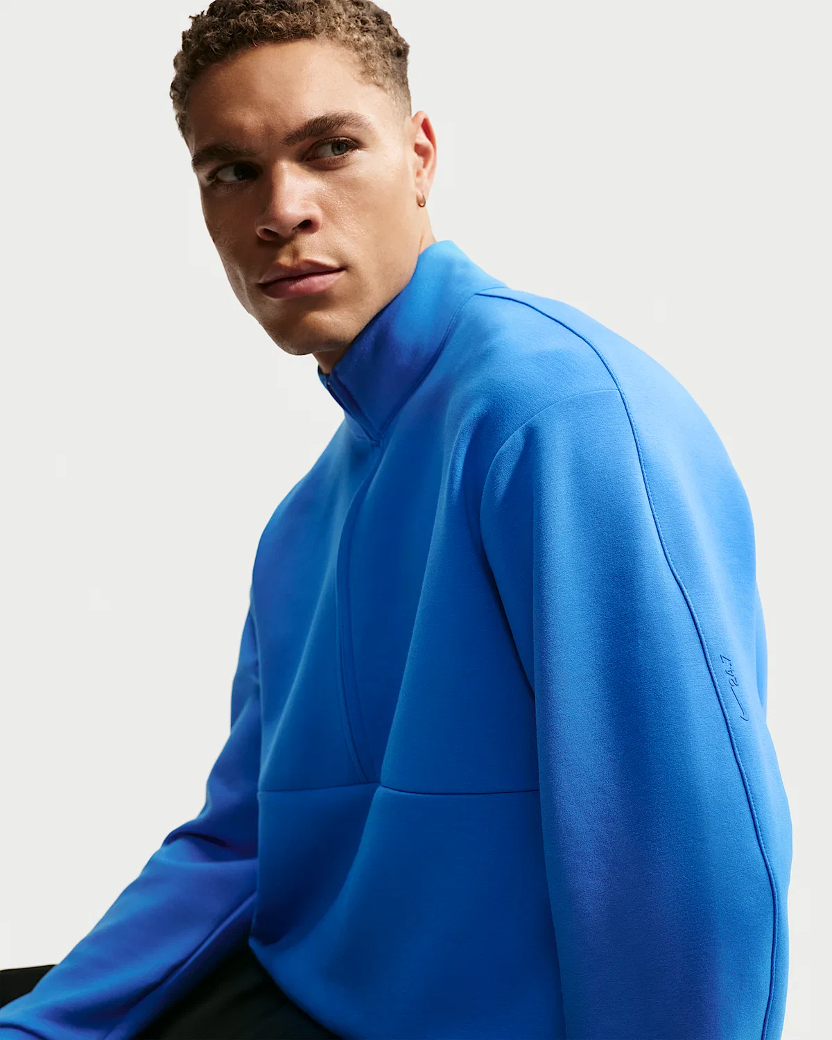 Мужская футболка с половинной молнией Nike 24.7 ImpossiblySoft Dri-FIT, Light Photo Blue/Black/Blue Spark — фото 3