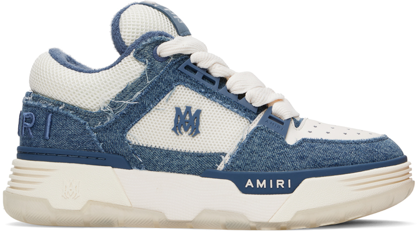 

Кроссовки MA-1 из винтажного денима цвета индиго и белого цвета AMIRI, Белый, Кроссовки MA-1 из винтажного денима цвета индиго и белого цвета AMIRI