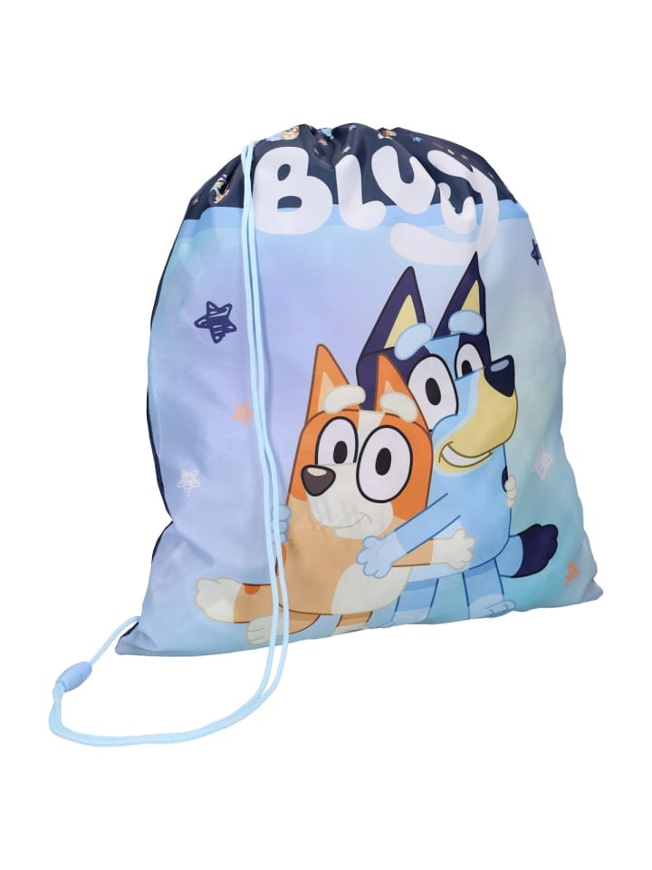 

COFI 1453 Сумка на завязках Bluey Smoochy Kiss для школы и отдыха, 44 x 36 см, синего цвета