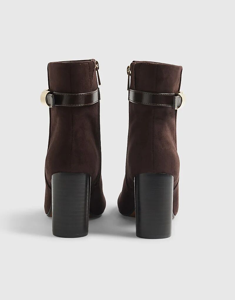 Ботинки River Island на круглом каблуке с пряжкой и ремешком, коричневого цвета с тёмно-коричневыми вставками — фото 2