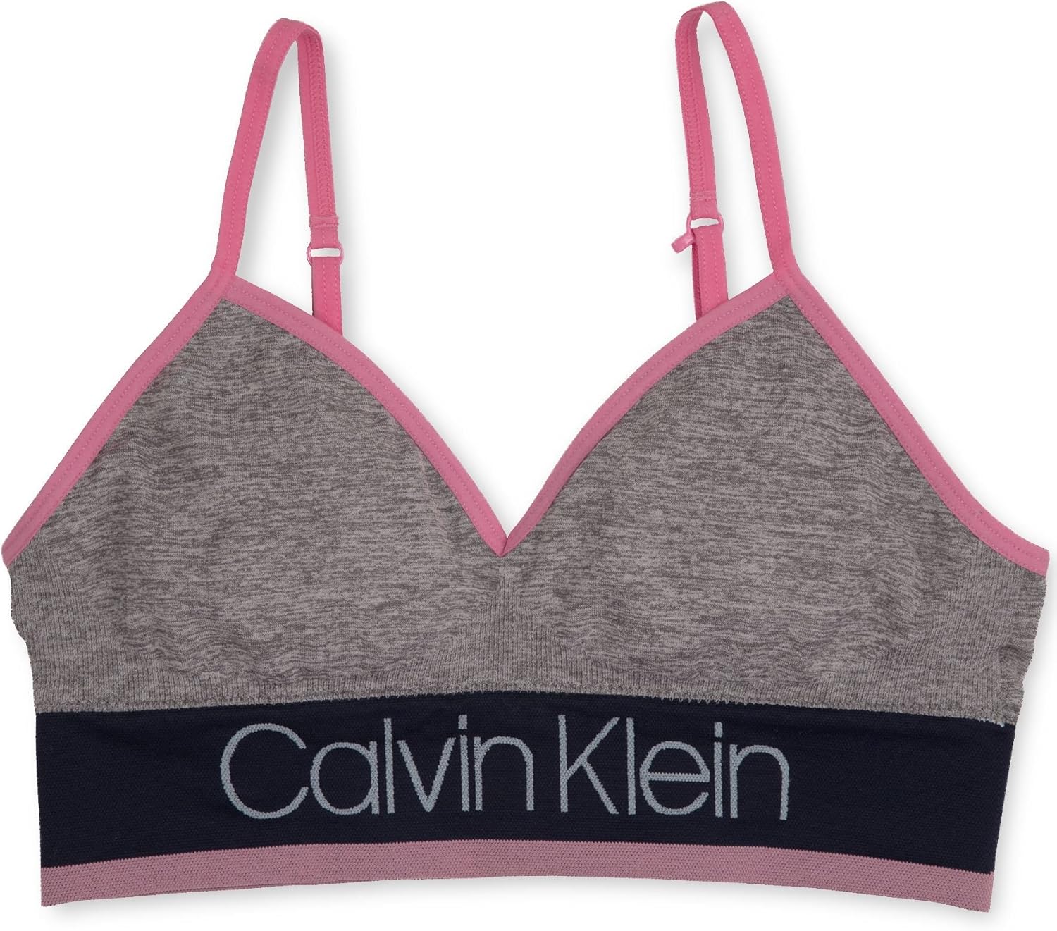 

Бесшовный бюстгальтер-бралетт без косточек Calvin Klein для девочек, Long Line - Ck Stripe Blue