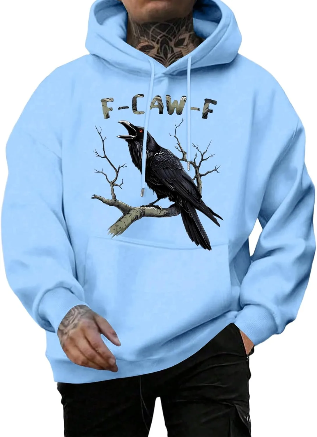 

Графический худи Raven Oversized для мужчин — пуловер с длинным рукавом