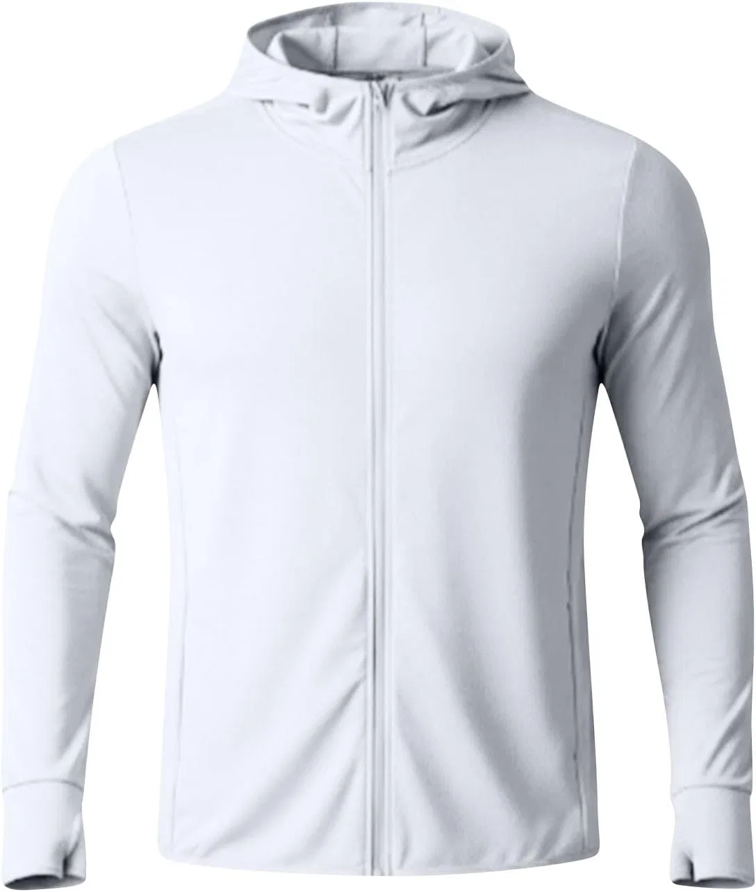 Мужская футболка с капюшоном UPF 50+ для рыбалки, белая — фото 4