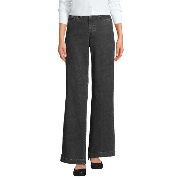 

Джинсы Petite с высокой посадкой и широкими штанинами Lands' End, цвет black stone wash