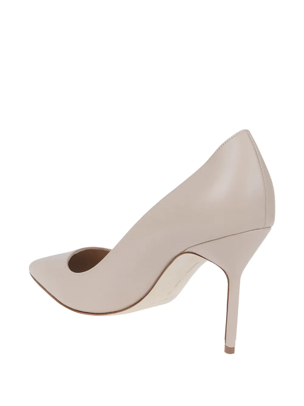 Кожаные туфли-лодочки с заостренным носком на каблуке 90 мм Manolo Blahnik, нейтральный — фото 3