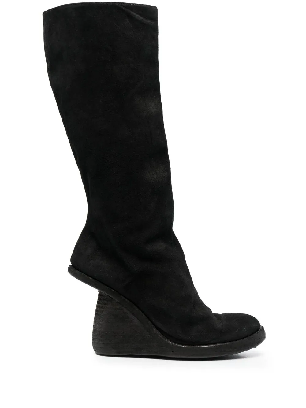 Сапоги на скульптурной танкетке Guidi, черный