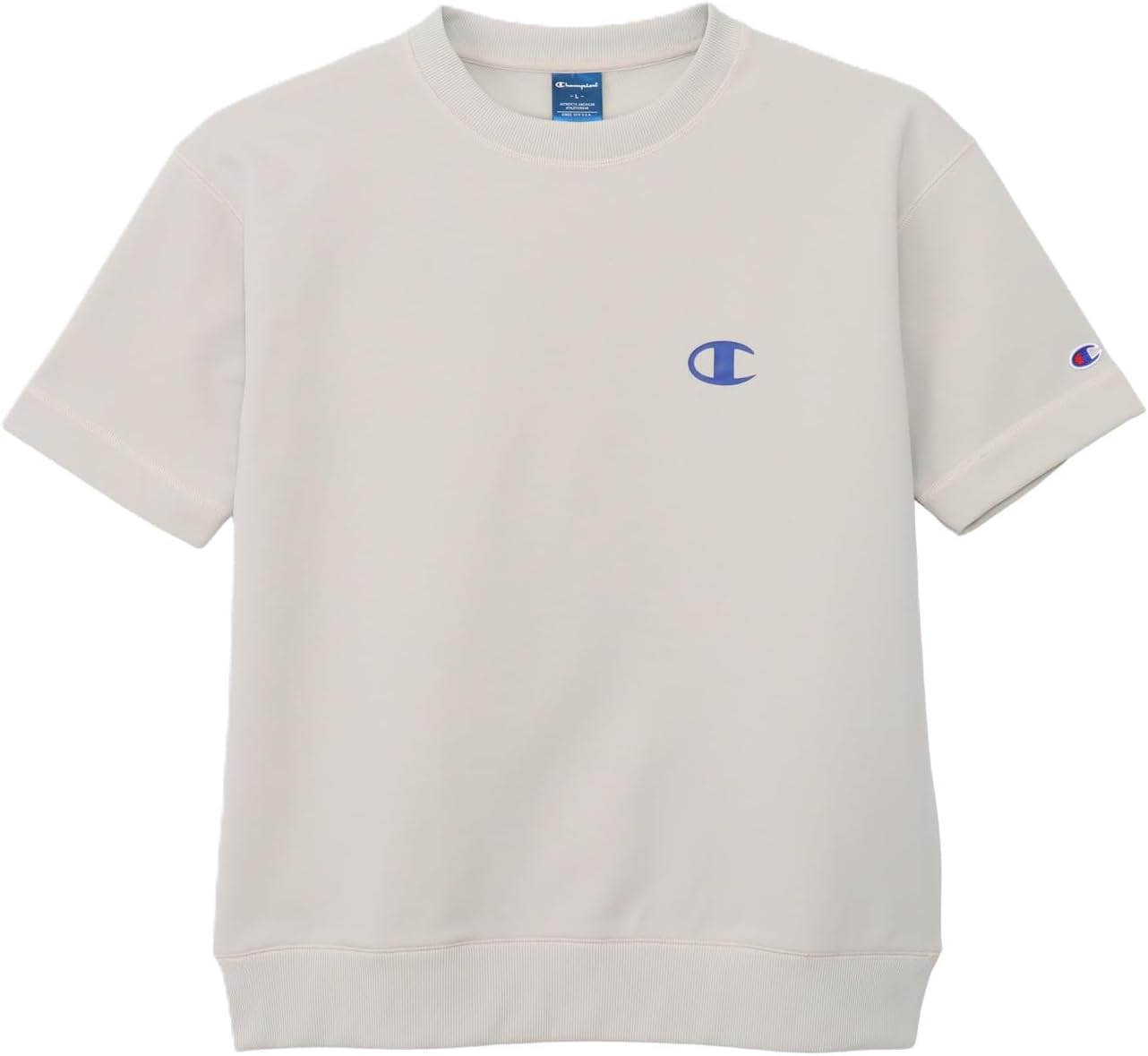 

Мужская толстовка Champion C3-DS002 TECH WEAVE(R) TERRY с коротким рукавом и круглым вырезом, быстросохнущая, эластичная, с принтом в виде логотипа, бежевый