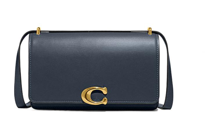 

Бандитская кожаная сумка через плечо женская синяя COACH