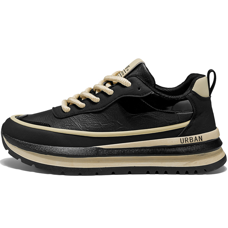 

URBAN AUTHENTIC Мужские противоскользящие износостойкие кеды низкие черные, цвет Black