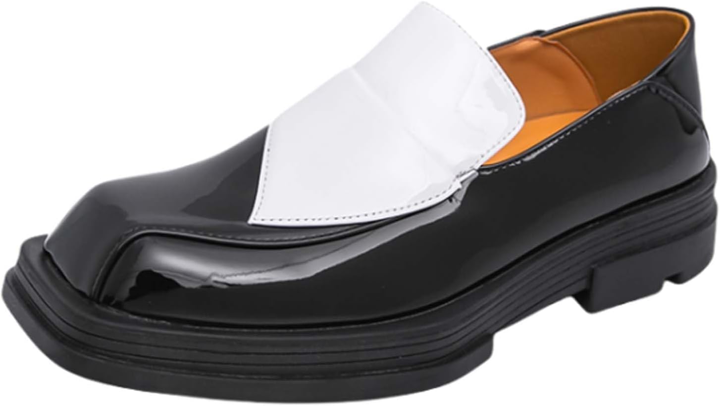 

Мужские дерби с квадратным носком Классические деловые туфли Противоскользящие и удобные Повседневные, для формы, танцев, вечеринок, свадеб Толстая подошва, лоферы Generic, черный