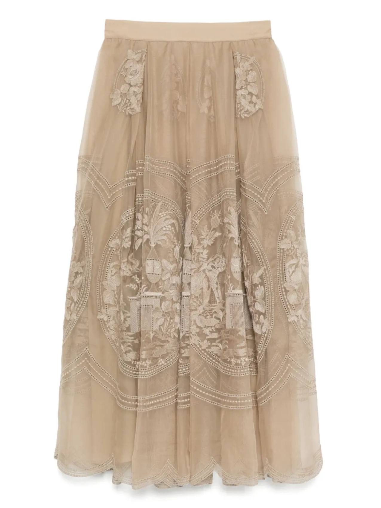 

Elie Saab юбка миди с вышивкой, нейтральный