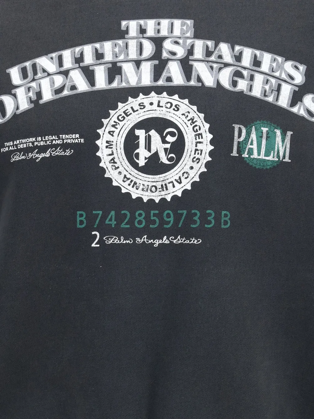 Свитшот с принтом в виде долларов и круглым вырезом Palm Angels, черный — фото 3