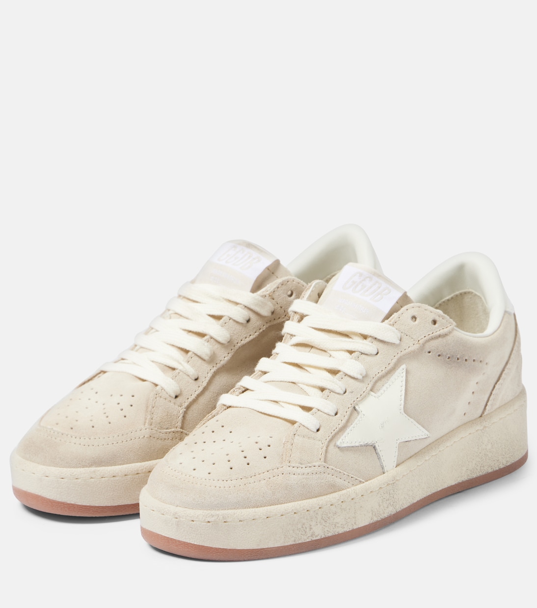 Кроссовки Ball Star 2 с отделкой из кожи и замши Golden Goose, Light Beige / Milk — фото 4