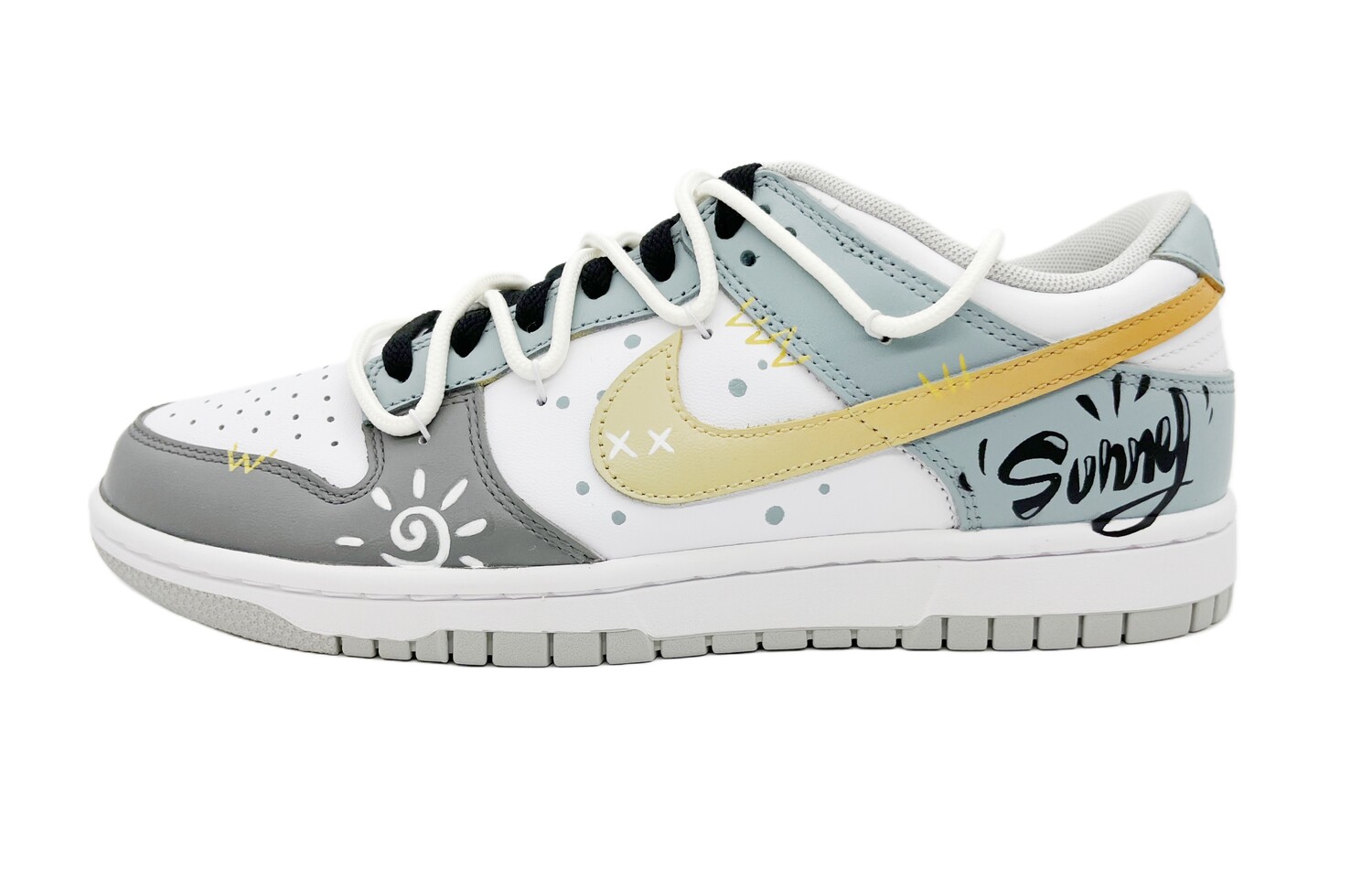 

Кроссовки Nike Dunk Skateboarding Shoes Women's Low-top Gray/White/Yellow, серый/белый/желтый
