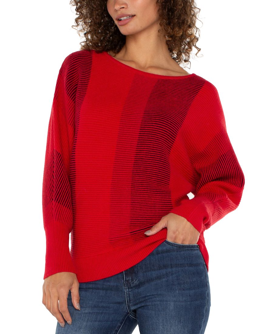 

Свитер-долмен с вырезом-лодочкой для невысоких девушек Liverpool Los Angeles, Tango Red Multi