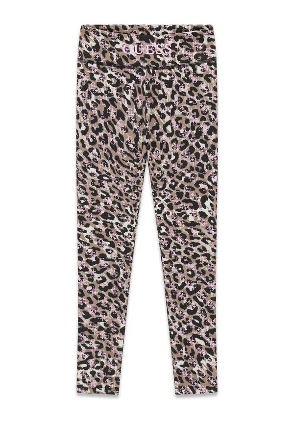 Леггинсы Guess, модель leggings trousers, цвет анималпринт розовый — фото 3