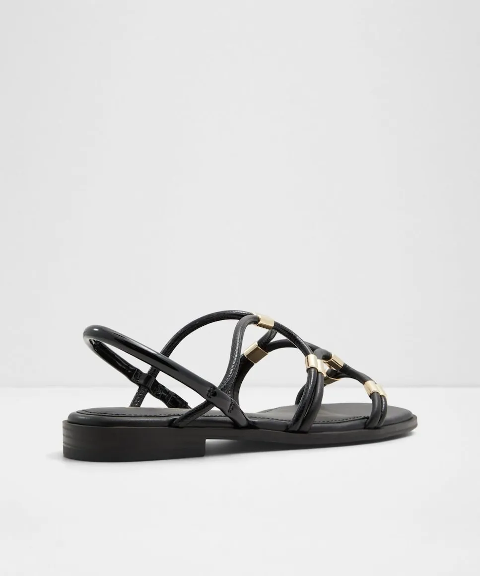 Женские сандалии на плоской подошве с квадратным носком Aldo, черный — фото 3