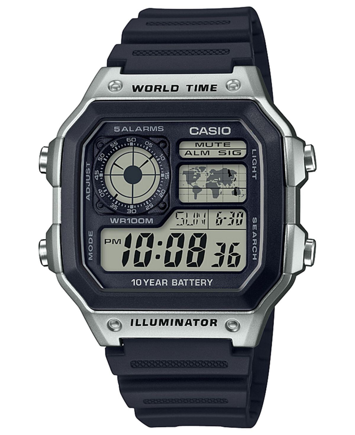 

Мужские цифровые часы с черным полимерным ремешком, 42,1 мм Casio