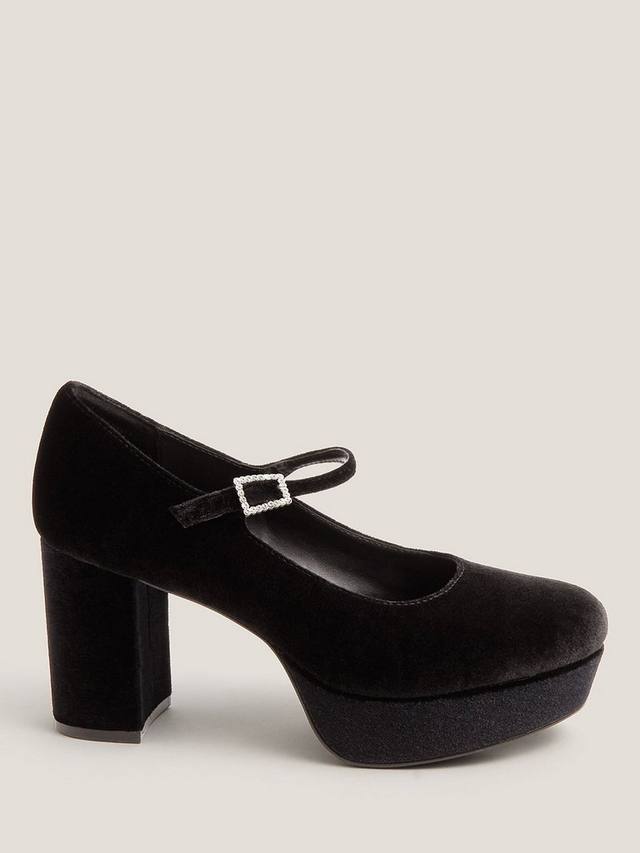 Платформенные мэри джейн из бархата Polly Monsoon, Black