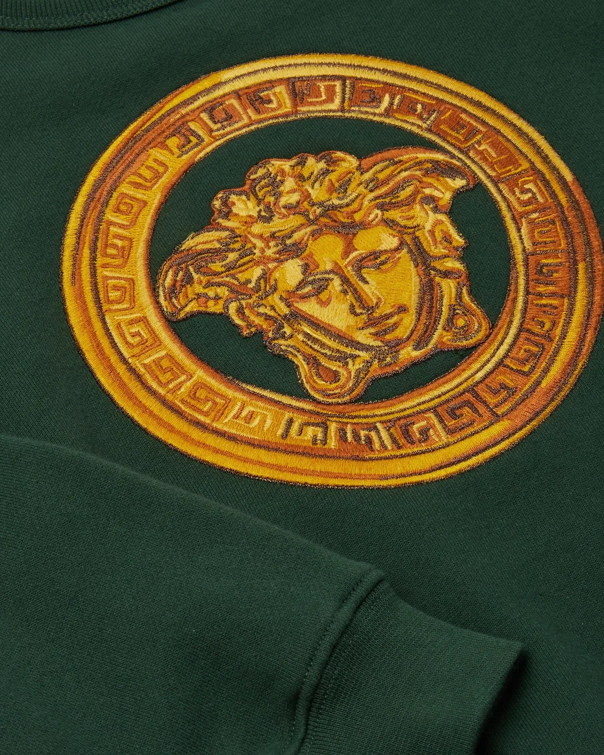 Детский вышитый свитшот из хлопкового джерси VERSACE, зеленый — фото 4